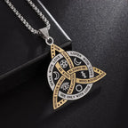 Stainless Steel Irish Celtic Trinity Knot Necklace Witch Knot Pendant Men Women Protection Amulet Jewelry Gift
