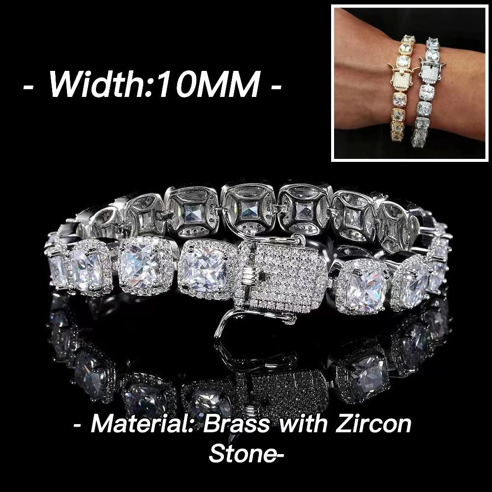 Iced Out Tennis Bracelet Stainless Steel 10/12MM