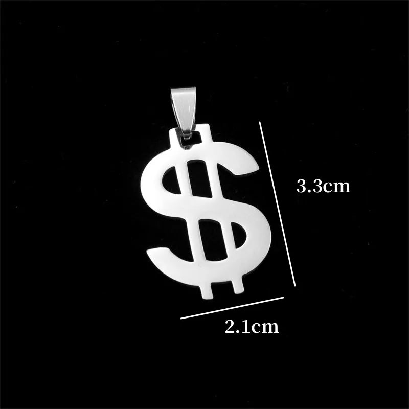 1pc Stainless Steel Dollar Sign Charm Pendant Unisex DIY Jewelry Gift for Men And Women