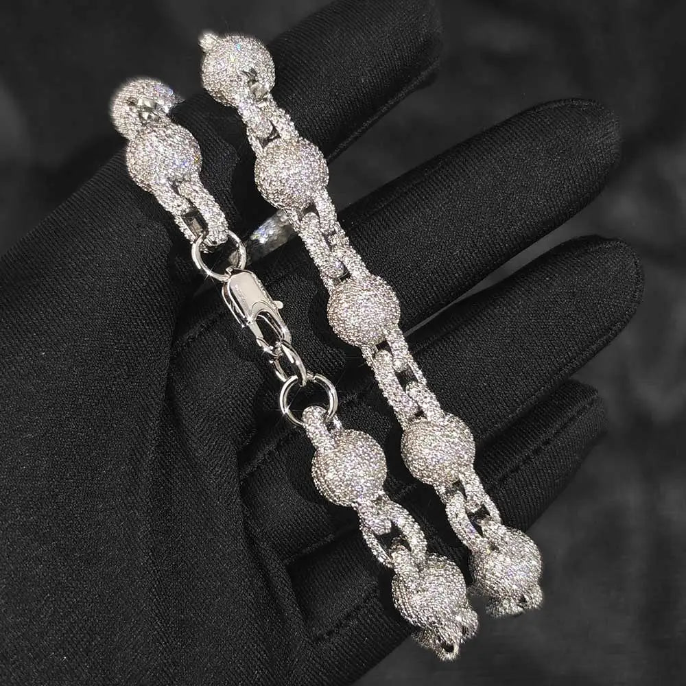 Iced Out Bead Choker Necklace 10.5MM Stainless Steel