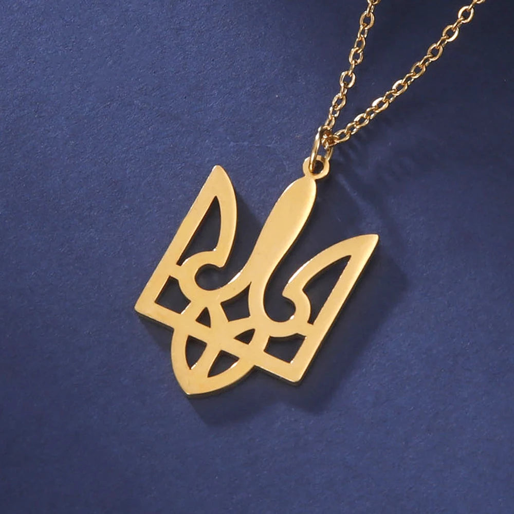 Tryzub Ukrainian Trident Necklace — Stainless Steel