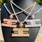 Aokaishen Iced Out Necklace Pendant for Men Real Copper Get Rich Hip Hop Jewelry