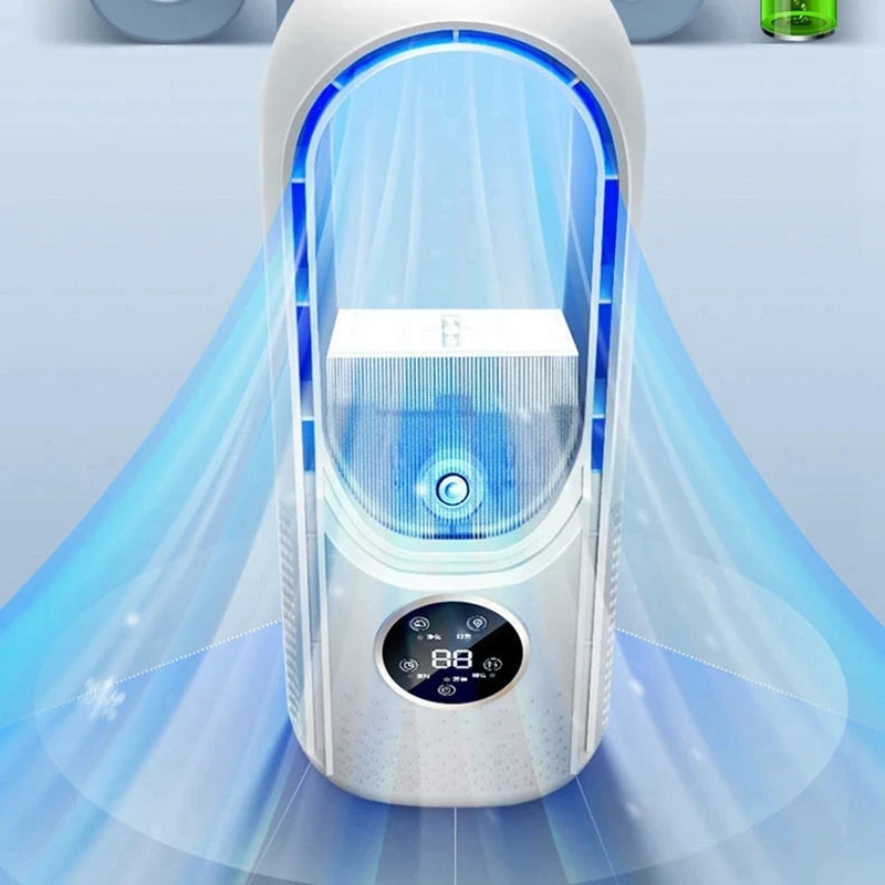 Air Cooler Leafless USB Electric Fan 6 Speed Silent Timer Portable Air Conditioner Cooling Fan Humidifier Conditioning