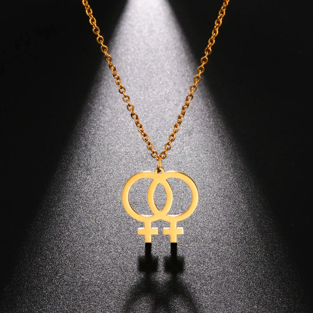 Amaxer Vintage Female Symbol Feminist Venus Necklace for Women Pendant Necklaces Chain Choker Jewelry Gift