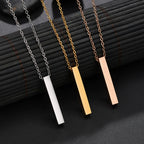 Vertical Blank Bar Pendant Necklace — Stainless Steel