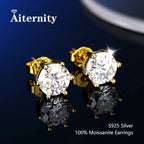 100% Real Sterling Silver S925 Moissanite Earrings Stud  With 2 Certificate D VVS1 Pass Diamond Test Pen For Women Men Jewelry