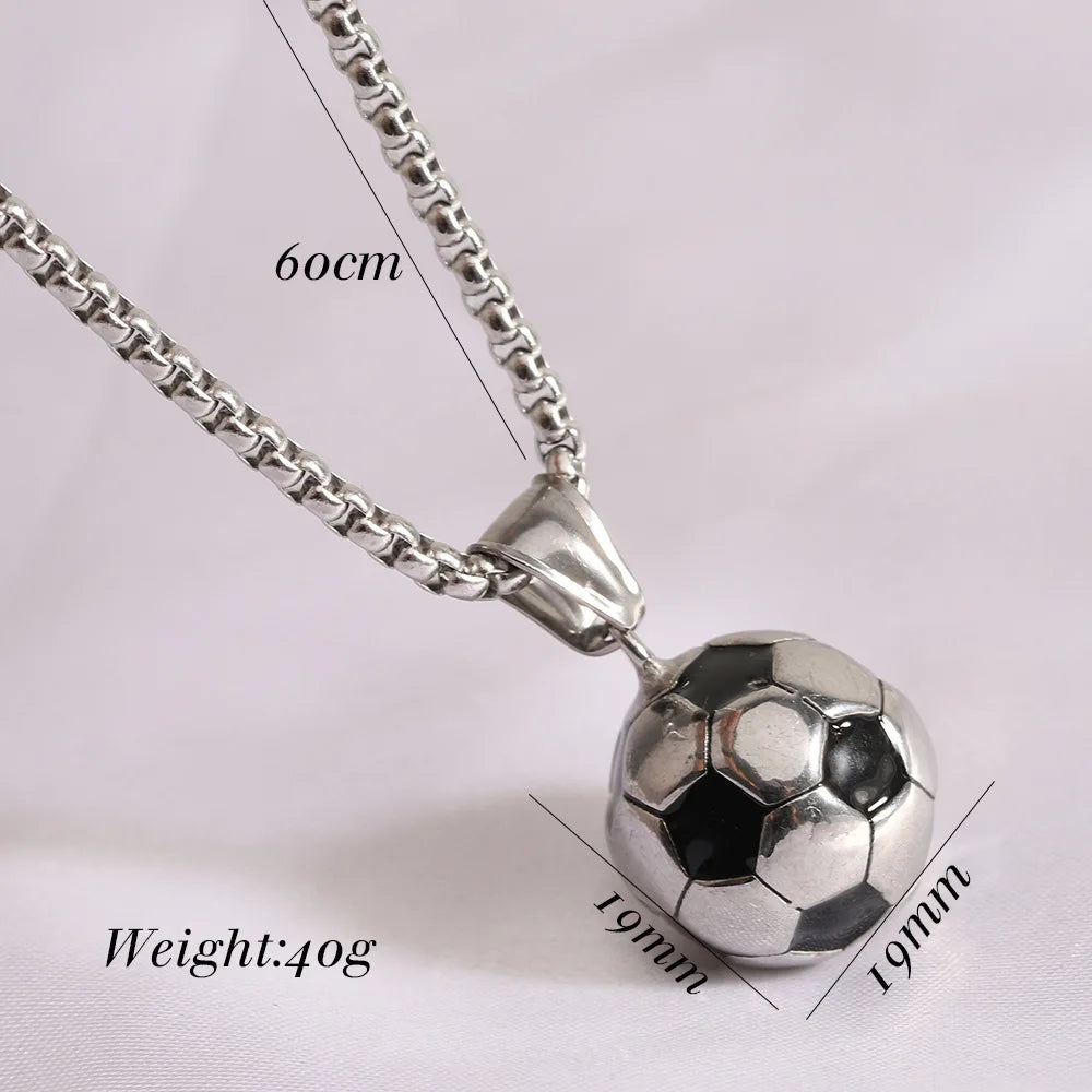 Football Soccer Steel Pendant 316L Necklace
