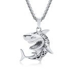 Vnox Stylish Shark Men Boys Necklaces,Rock Punk Animal Pendant Collar Jewelry with Stainless Steel Box Chain