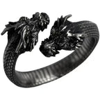 New Personalized Retro Domineering Trend Two-headed Dragon Ring Men Women Punk Adjustable Ring Hip Hop Rock Simple