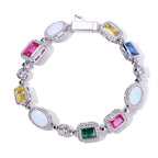 Cross Chain Necklace Iced Out Colorful Gemstone