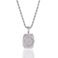 Zircon Watch Shape Pendant Necklace — Zinc Alloy