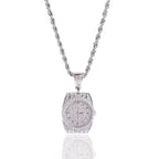 Zircon Watch Shape Pendant Necklace — Zinc Alloy