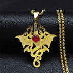 Viking Dragon Stainless Steel Pendant Necklace