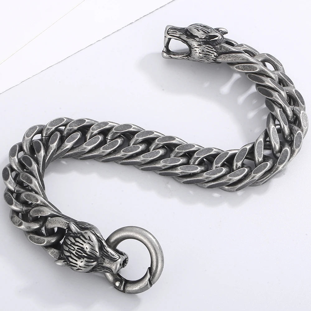 Gothic Wolf Head Stainless Steel Men's Bracelet 4 Color Available Unique Masculine Jewelry Gifts for Party