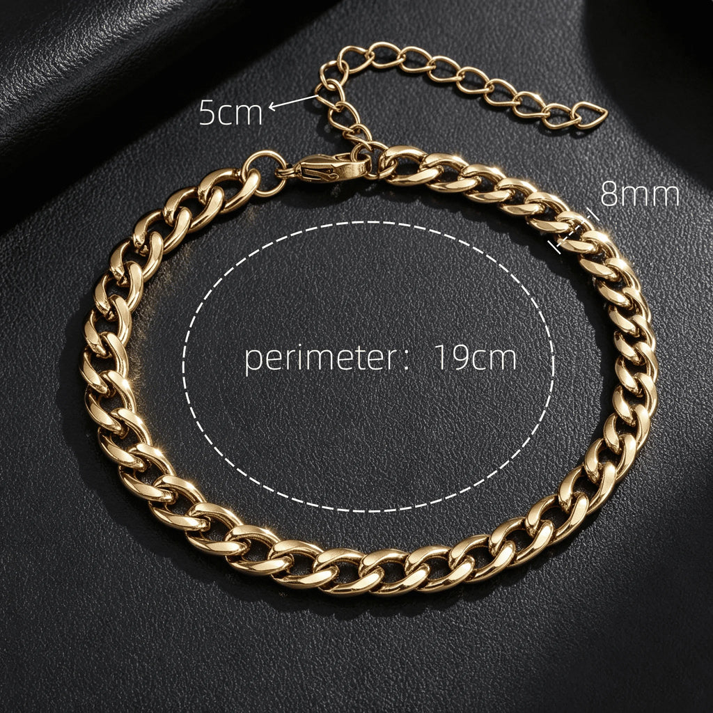 Width 6/8mm 316L Stainless Steel Men's Goth Y2K Cuban Style Fashion Bracelet America N Retro Steampunk Accessories