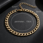 Width 6/8mm 316L Stainless Steel Men's Goth Y2K Cuban Style Fashion Bracelet America N Retro Steampunk Accessories