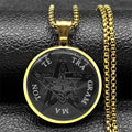 Seal of Seven Archangels Medal Stainless Steel Glass Necklace Seal of Solomon Talisman Necklace Protection Jewelry