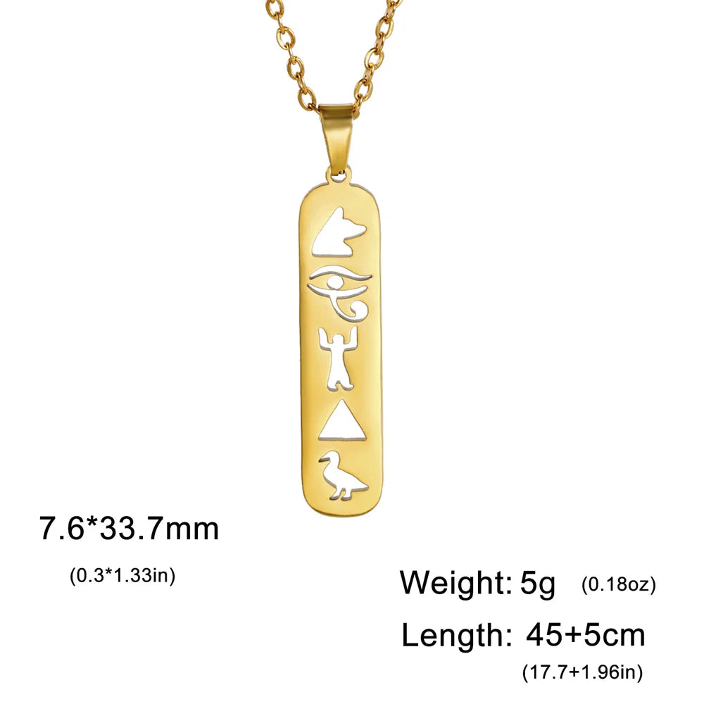 Ankh Eye of Horus Stainless Steel Pendant Necklace