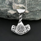Compass Thor Hammer Steel Pendant Vintage Nordic