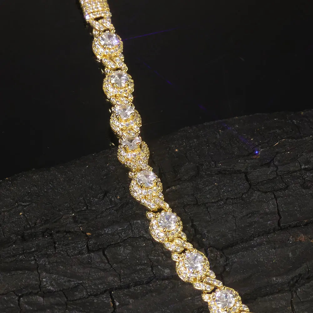 Iced Out Cuban Chain Necklace Stainless Steel Bead