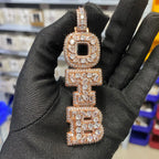 THE BLING KING Custom Vertical Initial Letter Pendant Mixed Inlay Different Shape Cubic Zircon NamePlate Necklace