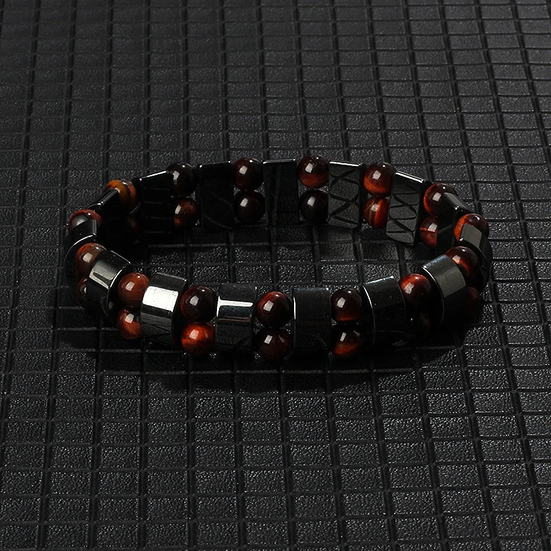 Hematite Therapy Stretch Bracelet — Mixed Metal
