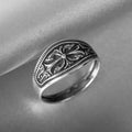 Wave Pattern Cross Ring — Stainless Steel
