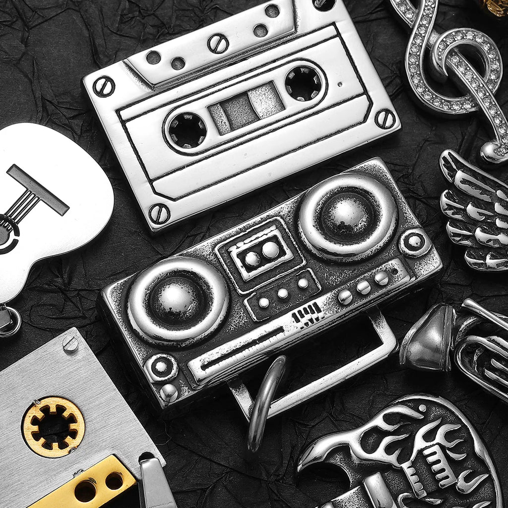 Guitar Tape Pendant Necklace Stainless Steel
