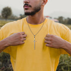 Sword and Cross Dagger Pendant Necklace — Two-Tone