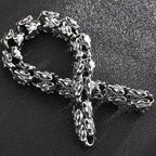Gothic Stainless Steel Bracelets Man 12MM Wide Wolf Head Link Chain Bracelet for Men Wrist Strap Punk Nordic Viking