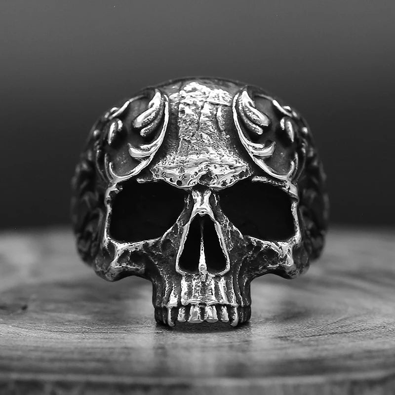 316L Stainless Steel Various Design 2022 New Arrive Classical Skull Men`s Ring With Pattern Punk Rock Gothic Creative