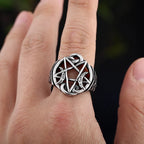 Bladed Five-Pointed Star Ring Engravable — Stainless Steel