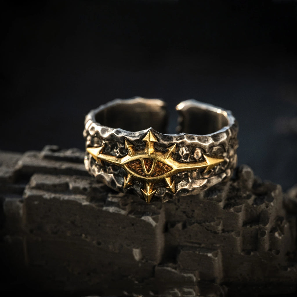 Gothic Eight Pointed Arrow Star Adjustable Open Ring