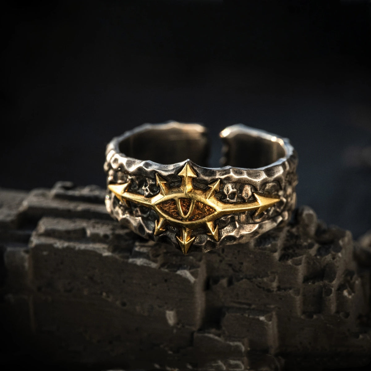 Gothic Eight Pointed Arrow Star Adjustable Open Ring