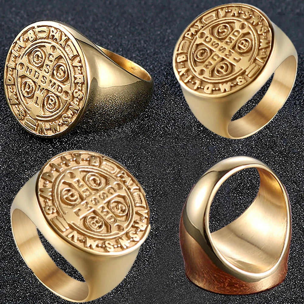 7/8/9/10/11/12 Retro Personality Letter Cross CSB Patterned Stainless Steel Ring Solid Waterproof Drop Shipping