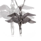Delicate Antique Silver Color Seraph Prayer Good Luck Necklace Pendant Men Women Anniversary Amulet Jewelry Gift