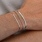 Minimal Chain Bracelet Set Silver — Stainless Steel