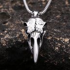 Vintage Nordic Odin Crow Skull Pendant Necklace for Men Stainless Steel Raven Skull Necklaces Pagan Amulet Jewelry