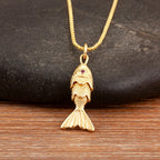 Goldfish Pendant Necklace — Copper