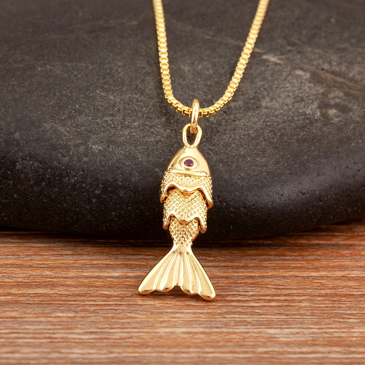 Goldfish Pendant Necklace — Copper