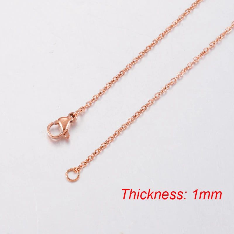 Fnixtar 10Pcs Chain Necklaces 40/45/50/55/60cm Stainless Steel Flat Cable Chain 1/1.5/2mm DIY Jewelry Accessories