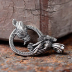 Nordic Vikings Raven Pendant Necklace Fashion Odin Huginn and Muninn Necklaces For Men Women Stainless Steel Charm Jewelry Gifts