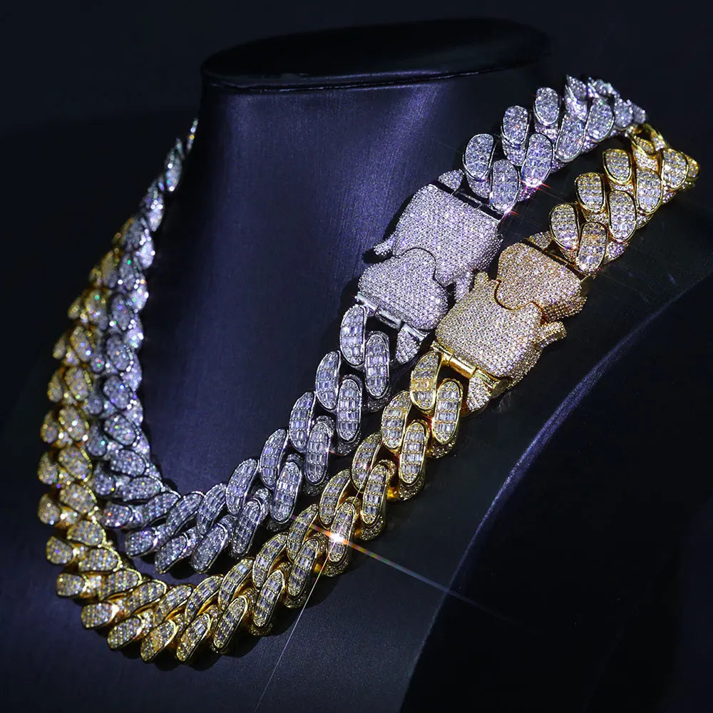 Iced Out Cuban Chain Necklace Stainless Steel 18MM
