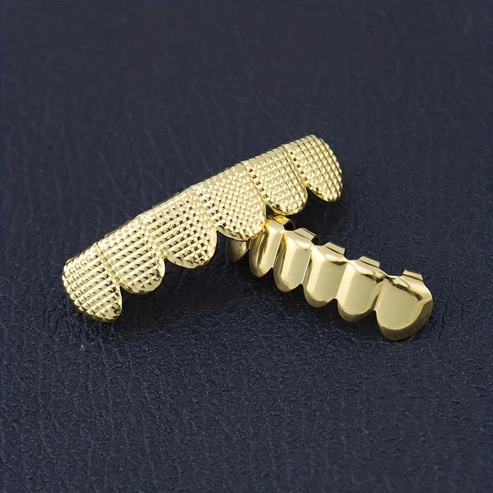 Textured Grid Teeth Braces Stickers — Upper & Lower Decorative