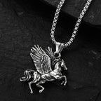 Stainless Steel Greek Winged Horse Pendant Necklace