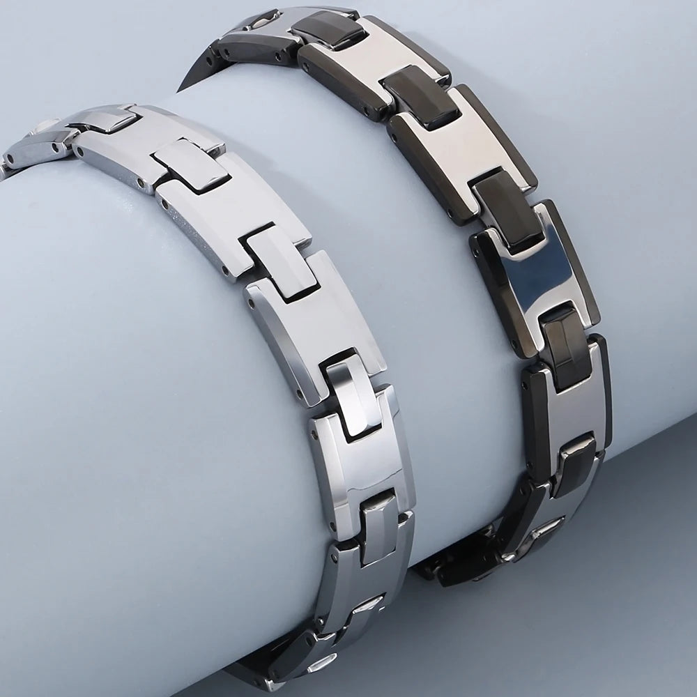 Never Scratched Tungsten Steel Men's Bracelets High Polished 10MM Width Link Chain Bracelet for Men Man Male Jewelry