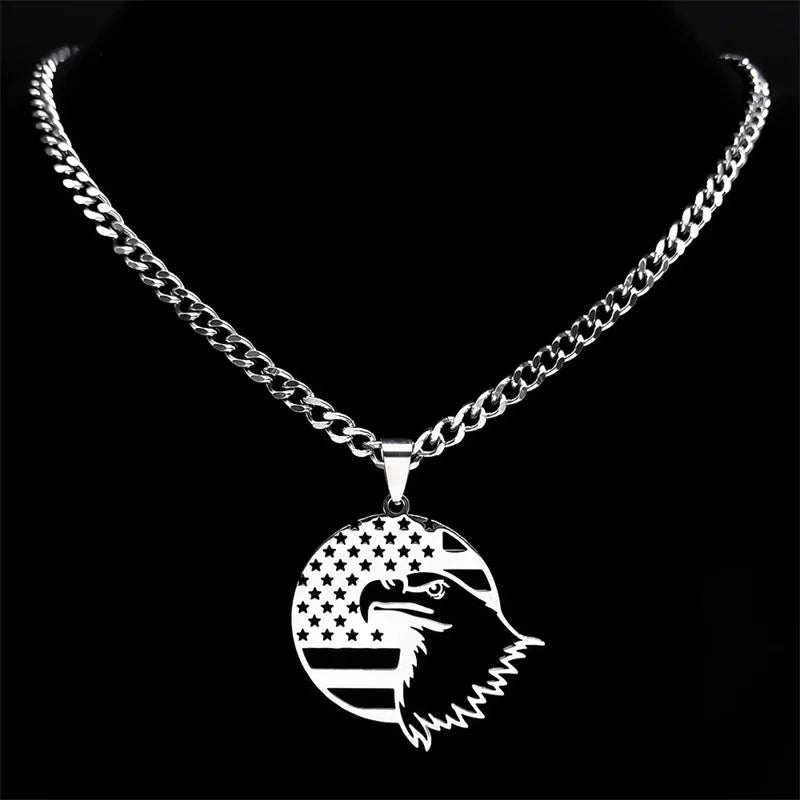 American Eagle Flag Pendant — Stainless