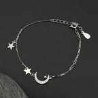 Star Silver Bracelet Zircon Sterling Crescent