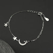 Star Silver Bracelet Zircon Crescent