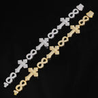 Gold Cross Iced Out Bracelet 8MM